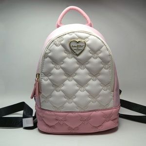 Betsey Johnson Pink White Mini Bow Backpack